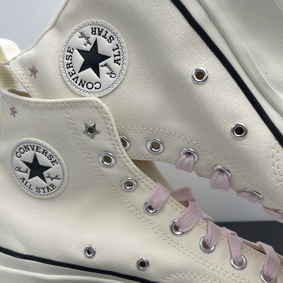 Converse WMNS RUN STAR HIKE HI EGRET/LOTUS PINK/BLACK A12205C Platforms Sneakers - Picture 15 of 16